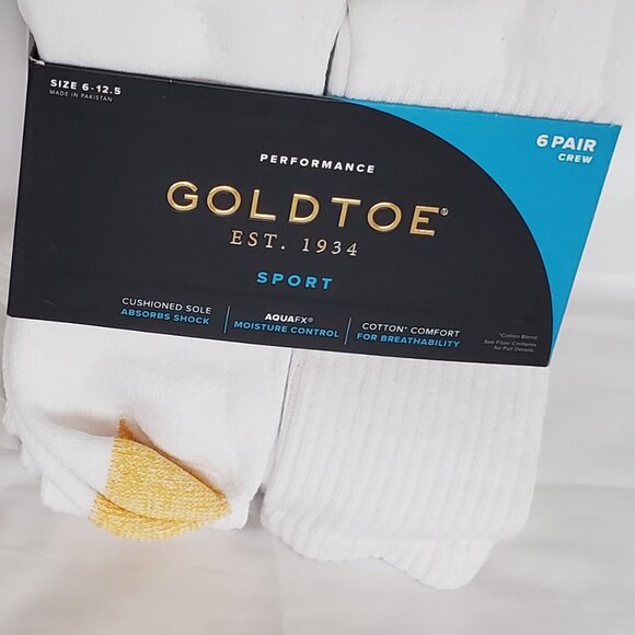 BRAND NEW! 2 packages- 6pk of Men's Gold toe crew socks -White  *12 pairs total* - Picture 4 of 10